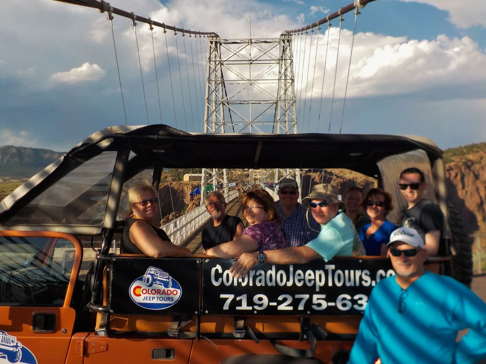 Group of guests enjoying a Colorado Jeep Tour at the Royal Gorge Bridge
